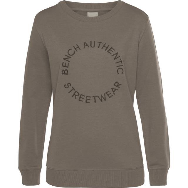 Bench. Loungewear Embroidered Round Neck Sweatshirt - Taupe