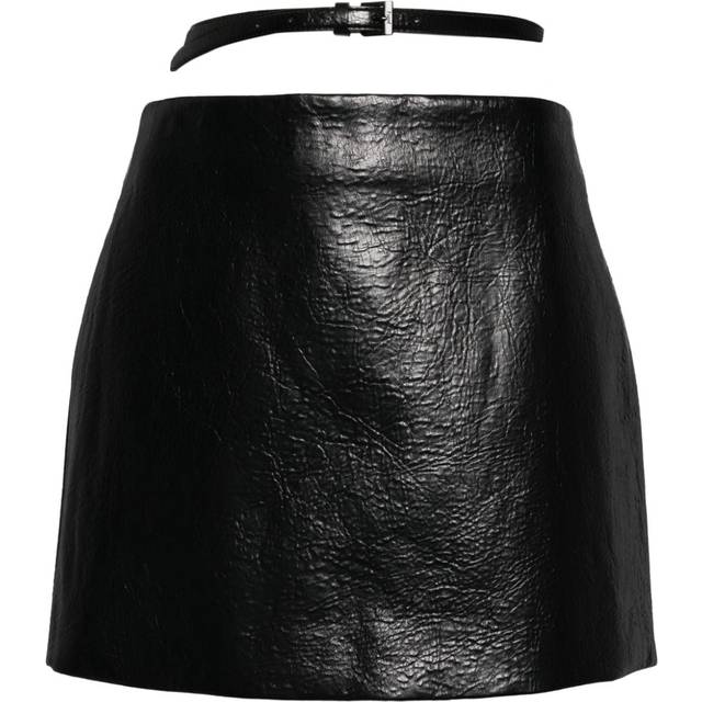 Juun.J - a-line short skirt - women - Polyester/Artificial Leather - 36 - Black