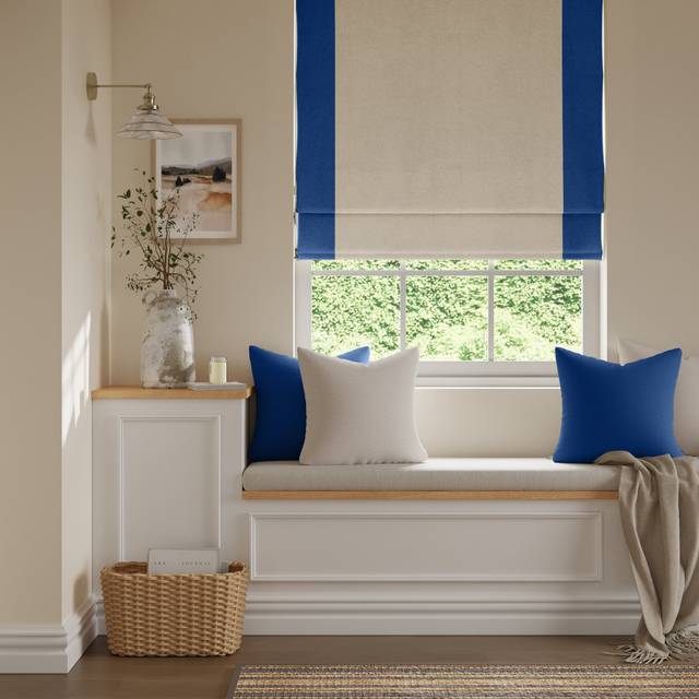 Luna Bordered Blackout Roman Blind - Classic Blue