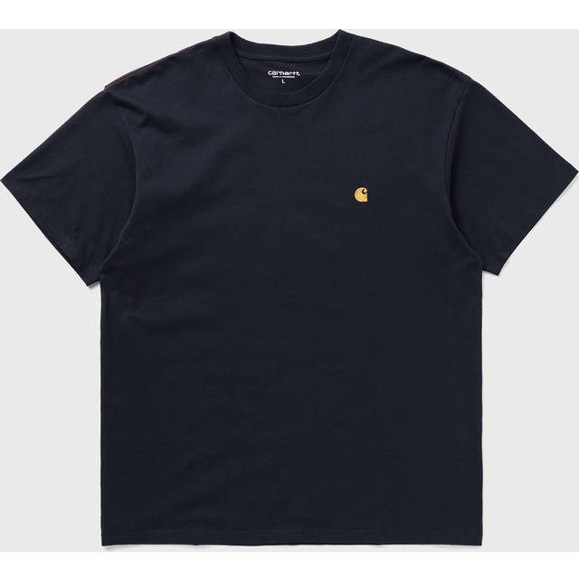 Men's CARHARTT CHASE T-SHIRT DARK NAVY/GOLD - Black - Size: 42