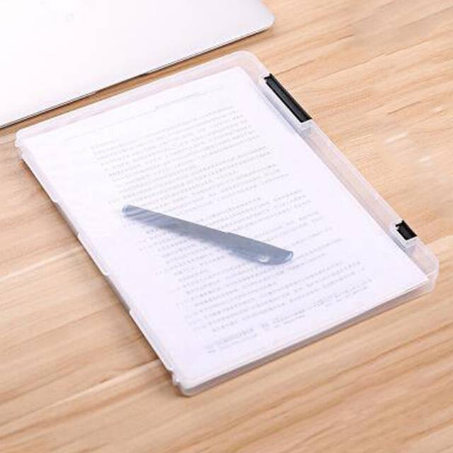 (Black) A4A5 Plastic Portable Case Document File Folder Transparent Paper Organizer