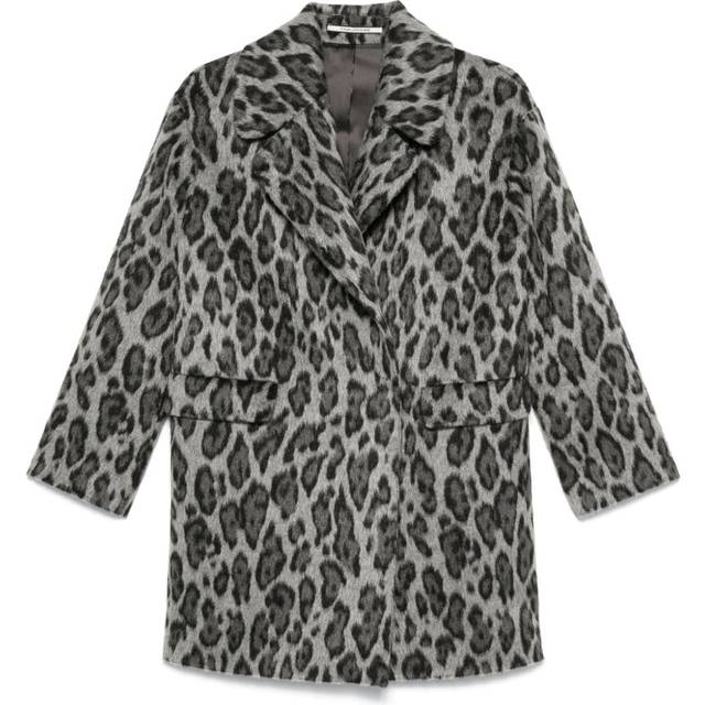 Tagliatore - leopard-print coat - women - Acrylic/Wool/Polyester/Other fibres/Cupro/Viscose - 46 - Grey