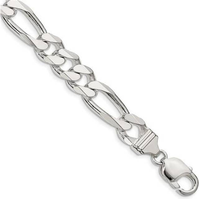 Sterling Silver 10.75 mm Figaro 10 in. Chain Bracelet