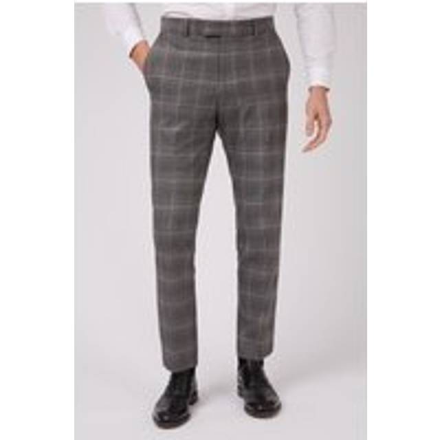 Antique Rogue Slim Fit Grey With Tan Checked Men's Trousers - 44S