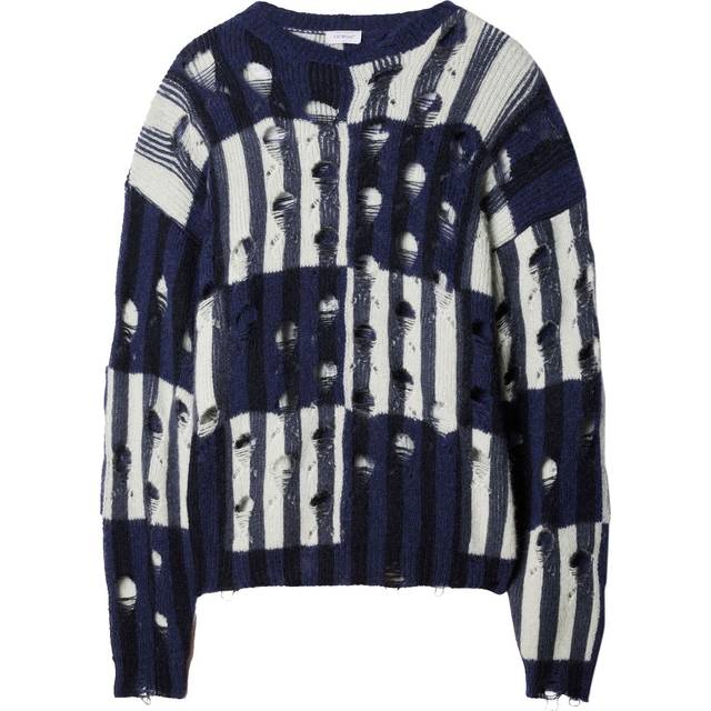 Distressed Effect SHIBORI Tartan Crewneck Sweater size Xl (Xl)