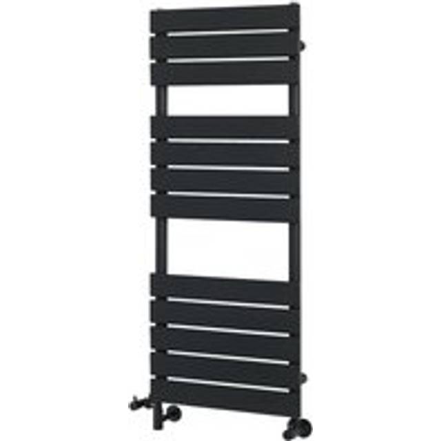 Milano - Lustro - Modern Black Flat Panel Dual Fuel Electric Heated Towel Rail Radiator - 1200mm x 450mm