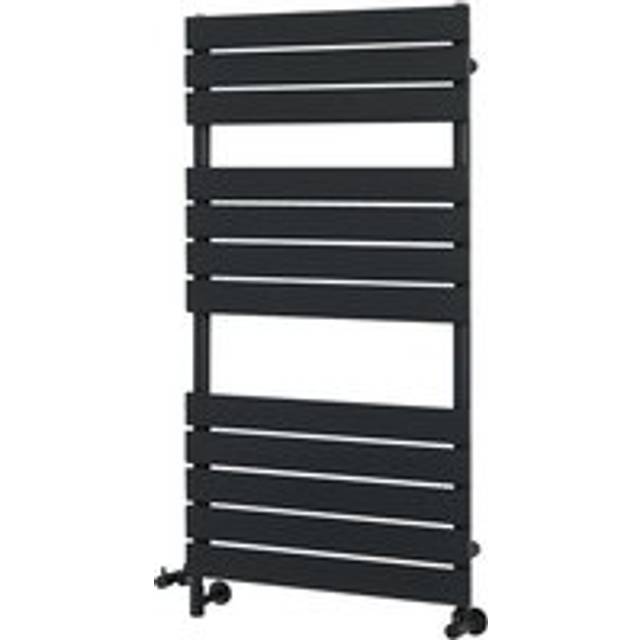 Milano - Lustro - Modern Black Flat Panel Dual Fuel Electric Heated Towel Rail Radiator - 1200mm x 600mm