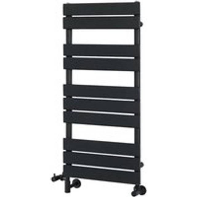 Lustro - Modern Black Flat Panel Dual Fuel Electric Heated Towel Rail Radiator - 975mm x 450mm - Milano