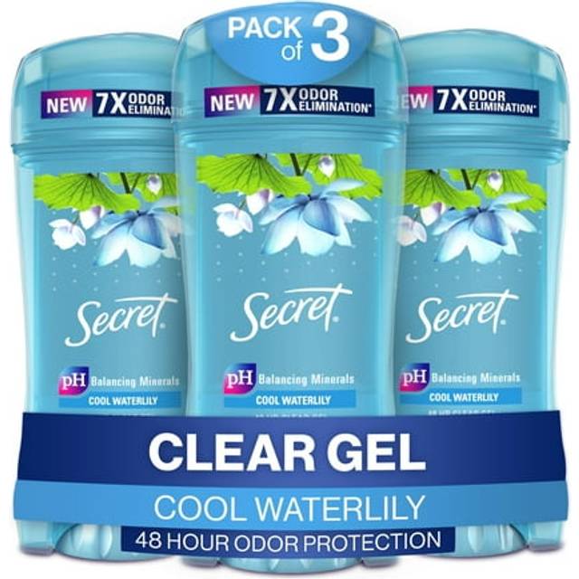 Secret Fresh Clear Gel Antiperspirant and Deodorant for Women  Waterlily Scent  2.6oz (Pack of 3)