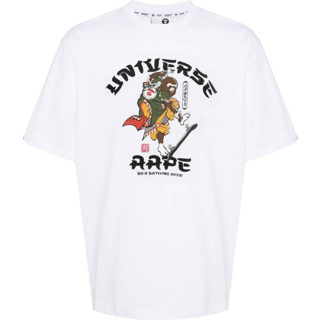 AAPE BY *A BATHING APE® - graphic-print cotton T-shirt - men - Cotton - S - White