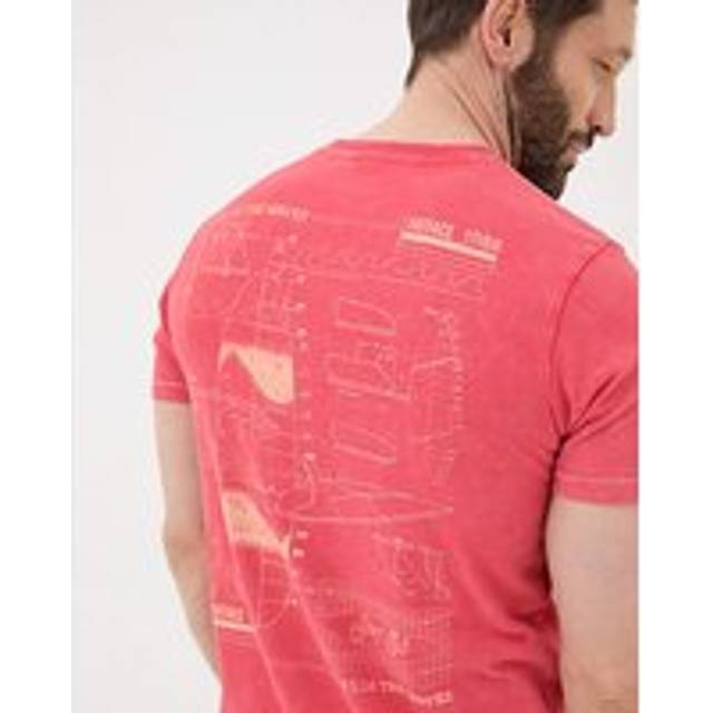 FatFace Surf Sketch T-Shirt Washed RED - FatFace - Size: S TALL