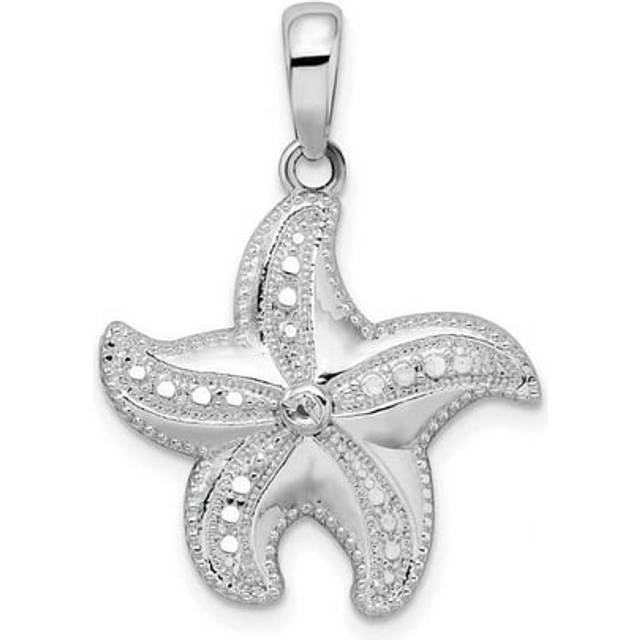 Sterling Silver Polished Diamond-Cut Starfish Pendant
