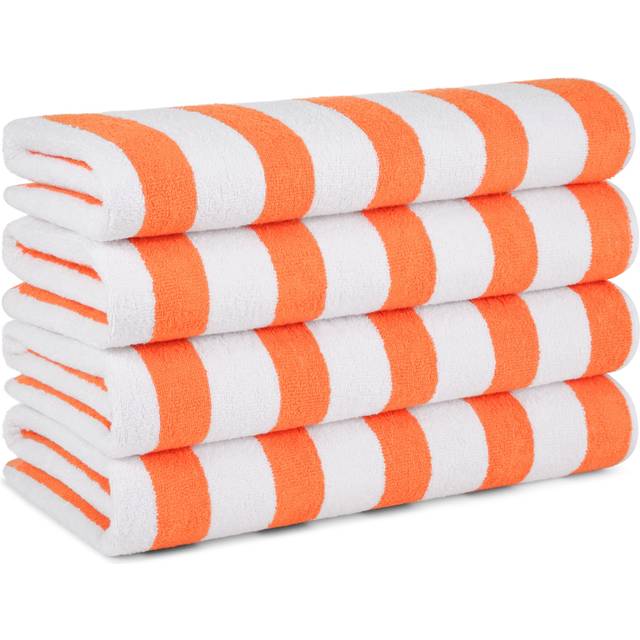 Cali Cabana Stripe Beach Towel, Orange & White - Pack of 12
