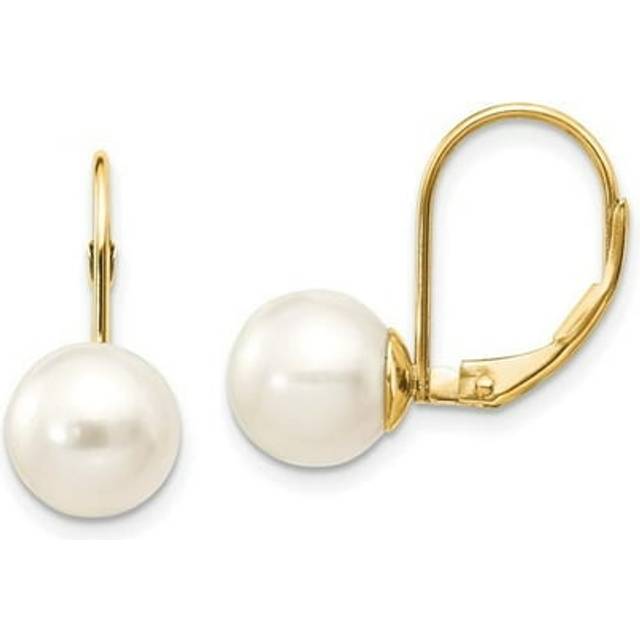 14K Yellow Gold 8-8.5 mm Pearl Leverback Earring Mounting