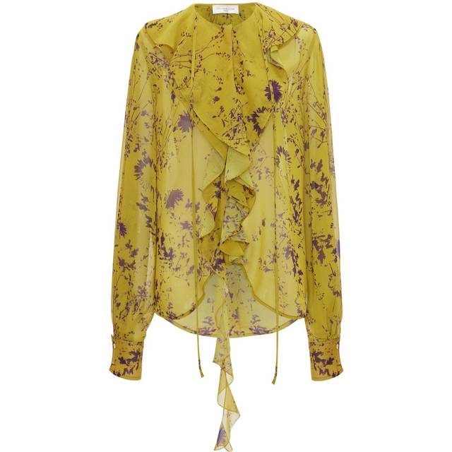 Victoria Beckham - Romantic floral-print blouse - women - Silk - 6 - Yellow
