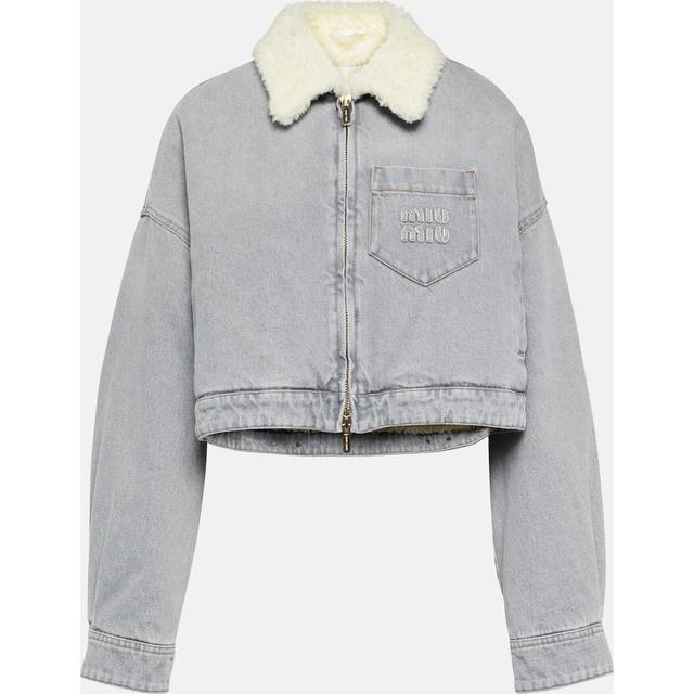 Miu Miu Cropped denim jacket - grey (UK 14)