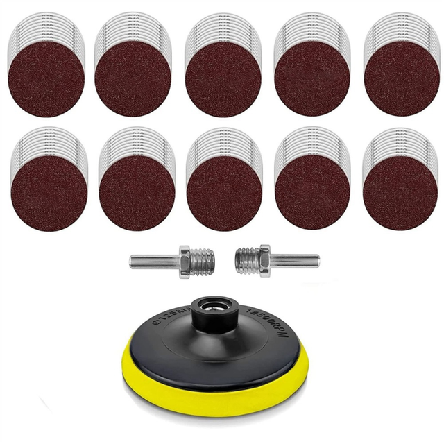 100PCS 5 Inch 5 Inch Sanding Discs Sandpaper with Hook and Loop , Angle Grinder Attachments with [2PCS] 5/8-11 Threads