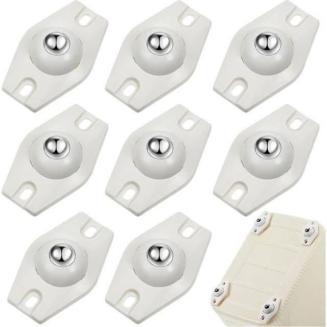 8 Pieces Self Adhesive Caster Wheels Mini Swivel Wheels 360 Degree Rotation Sticky Pulley with (White)
