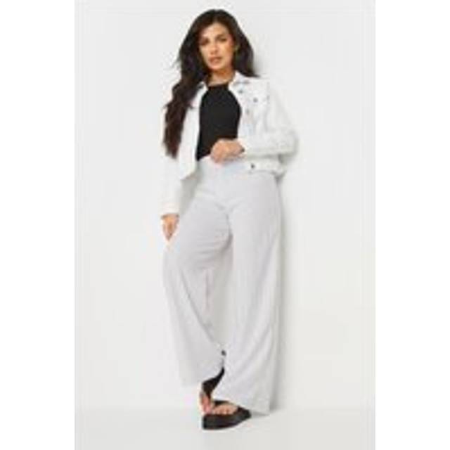 Pixiegirl White Pinstripe Wide Leg Trousers 16 Pixiegirl | Petite Women's Wide Leg Trousers