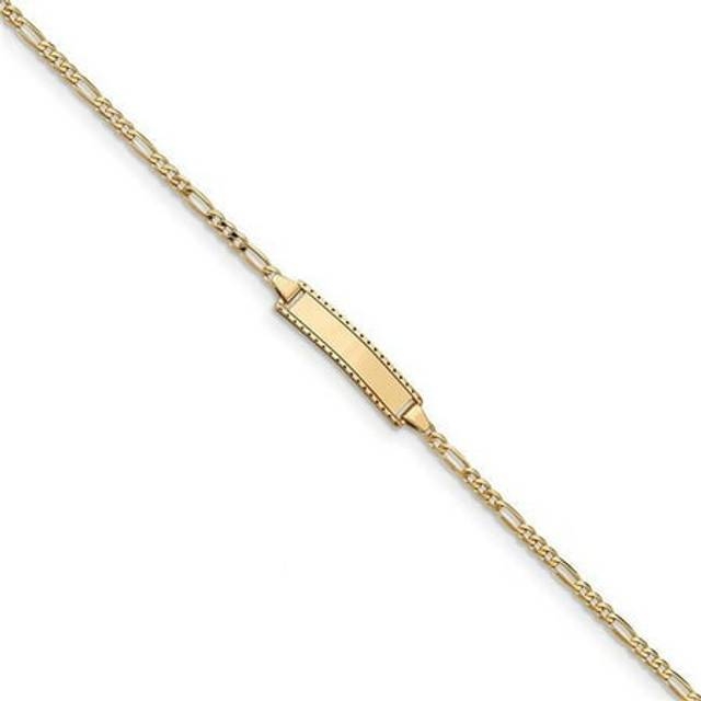 6 mm x 6 in. 14K Yellow Gold Engraveable Figaro Link Baby & Child ID Bracelet