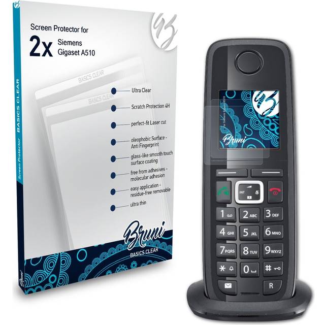 Bruni 2x protective film for siemens gigaset a510 screen protector