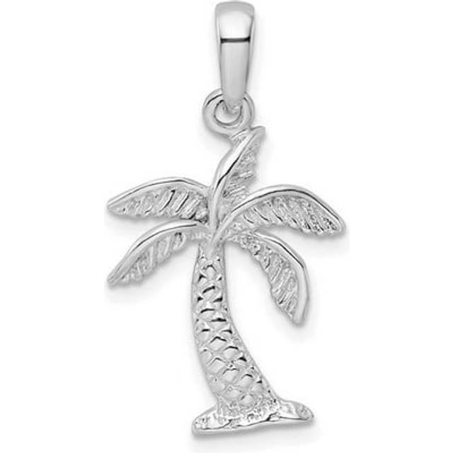 Sterling Silver Polished Palm Tree with Textured Trunk Pendant