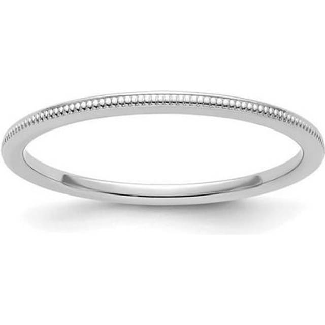 14K 1.2mm White Gold Milgrain Stackable Band - Size 8