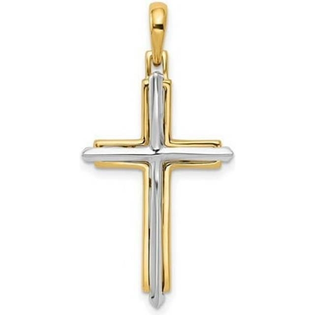 14K Two-tone Fancy Cross Pendant