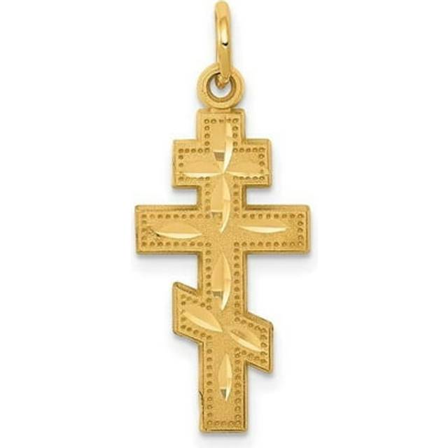 14K Yellow Gold Eastern Orthodox Cross Charm