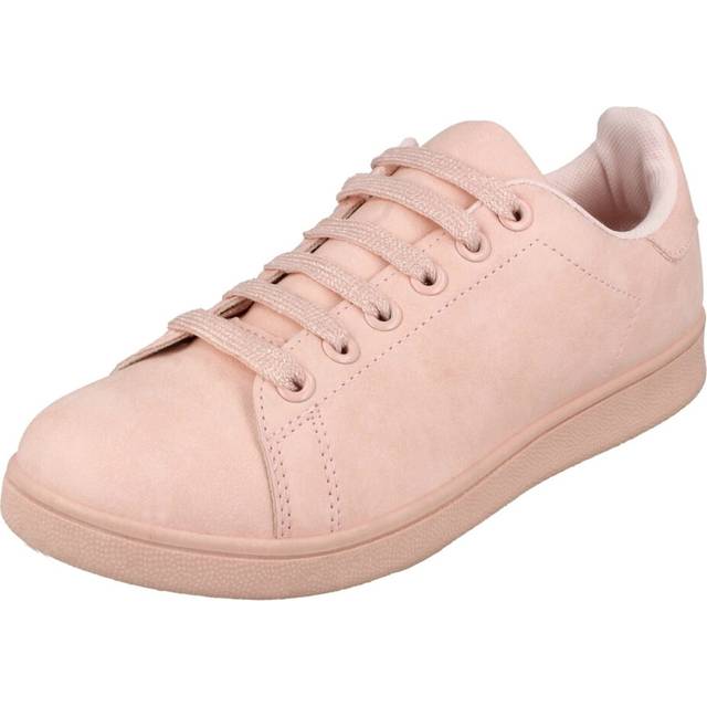 (Pink, UK 6) Ladies Spot On Flat Lace Up Pumps