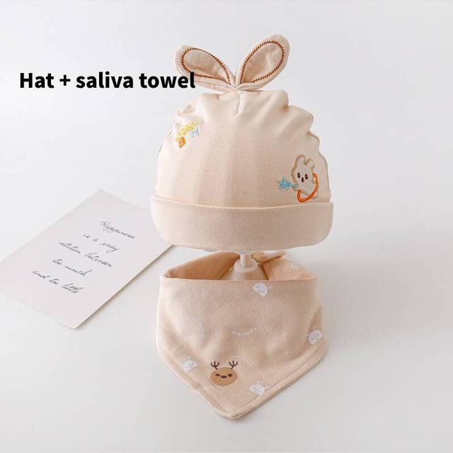 (Beige) Embroidered Beanie Baby Bunny Pure Cotton Toddler  Hat Newborn Infant Fashion