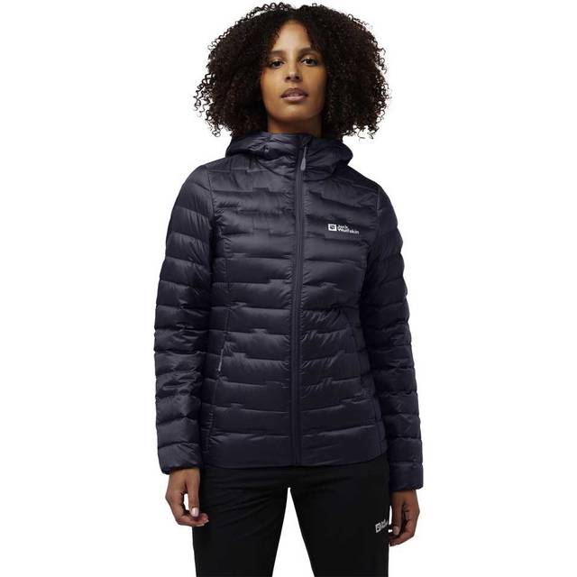 (XS, Graphite) Jack Wolfskin Womens Passamani Down Water-Repellent Hooded Jacket