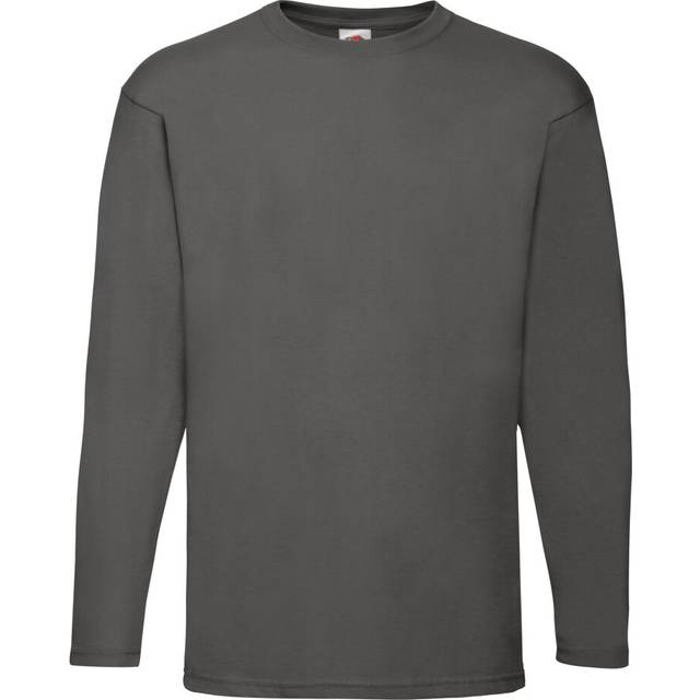 (3XL, Light Graphite) Fruit Of The Loom Mens Valueweight Crew Neck Long Sleeve T-Shirt