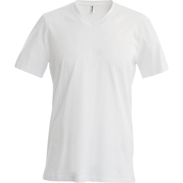 (3XL, White) Kariban Mens Short Sleeve V Neck Slim Fit T-Shirt