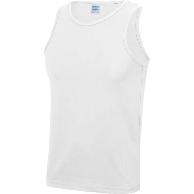 (2XL, Arctic White) Just Cool Mens Sports Gym Plain Tank / Vest Top