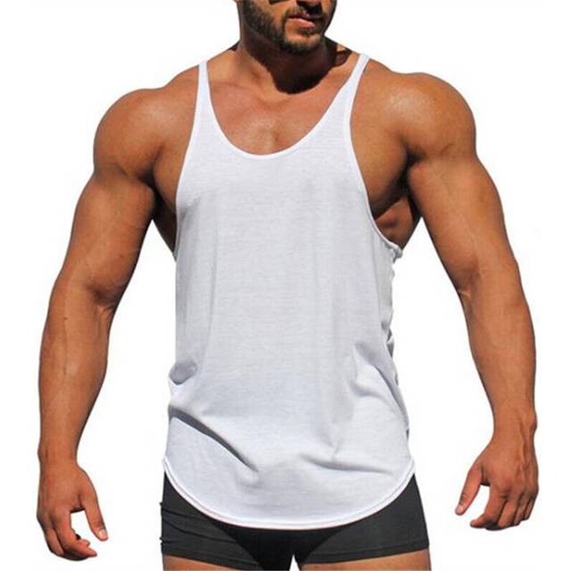 (White, XL) Mens Sleeveless Workout Tank Top Gym Sport Muscle Basic Tee Fitness Vest T-Shirt