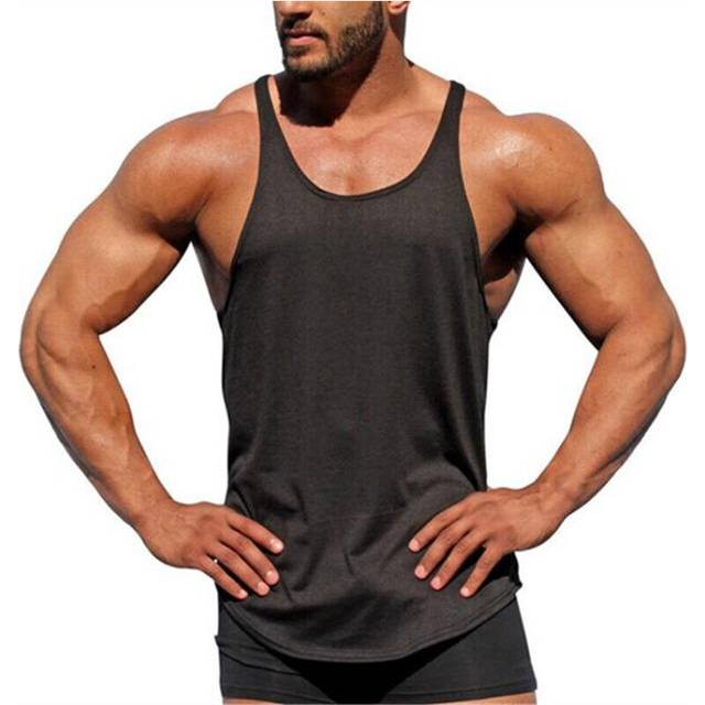 (Black, M) Mens Sleeveless Workout Tank Top Gym Sport Muscle Basic Tee Fitness Vest T-Shirt