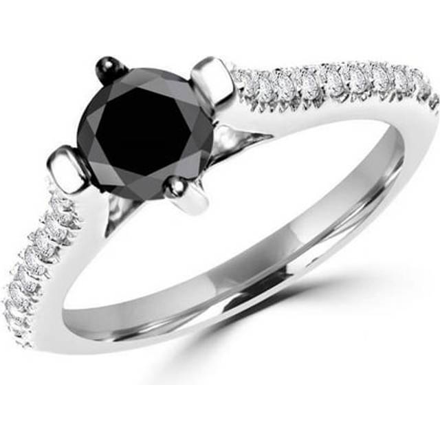 Majesty Diamonds MD130013 1.1 CTW Round BlacK and White Diamond Engagement Ring in 14K