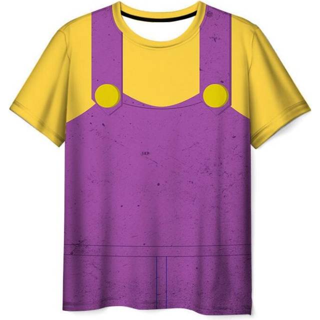 (YellowPink, L) The Super Mario Bros Movie Luigi 3d Print Round Neck Adult Tshirt Sleeve Short