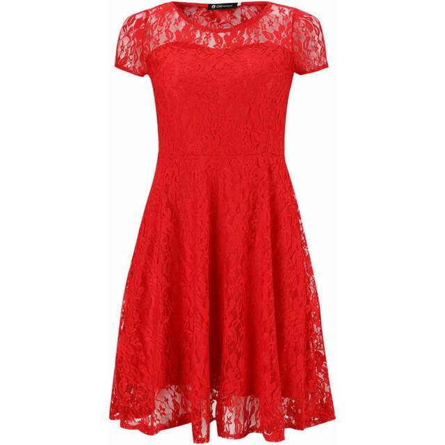 (  4XL (UK 18-20),   Red) Women Lace Mini Dress Ladies Plus Size Summer Evening Party Cocktail Size 8 -22