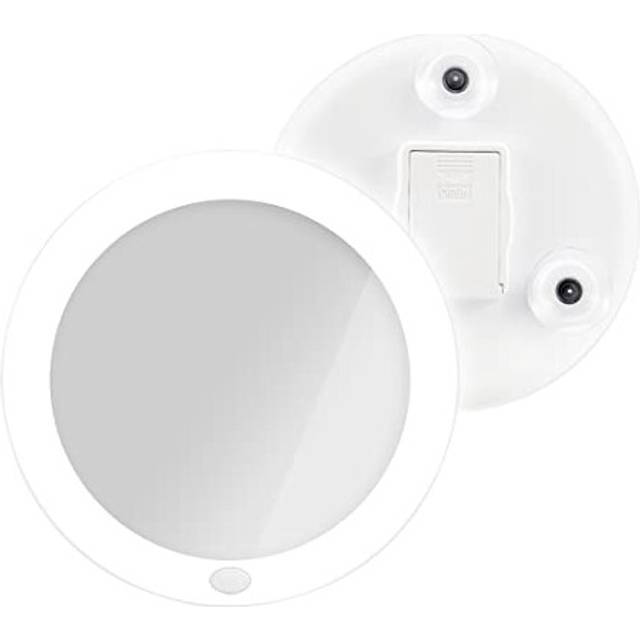 Magnifying Vanity Mirror with LED Light - 5X Portable Illuminated Travel Makeup Mirror, Bathroom Shaving Mirror with Natural Daylight, Button Control,