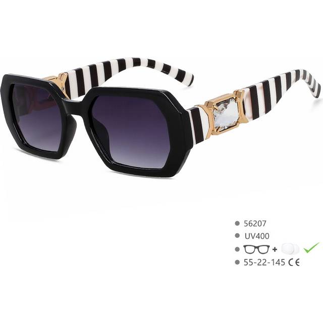 (BlackZebra) 56207 Luxury Brand Sunglasses Women Oversized Diamond Sun Glasses for