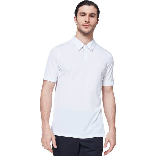 (S, White) Oakley Mens 2021 Divisional Polo 2.0 Lightweight Golf Polo Shirt