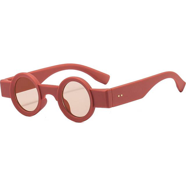 (Red pink champagne, As the picture) Ins Popular Small Round Sunglasses Women Retro Punk Shades UV400 Men Clear