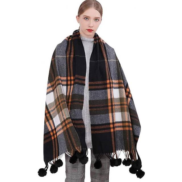 Plaid Scarf Pashmina Shawl Wrap For Women Long Large Winter Warm Thick Scarves