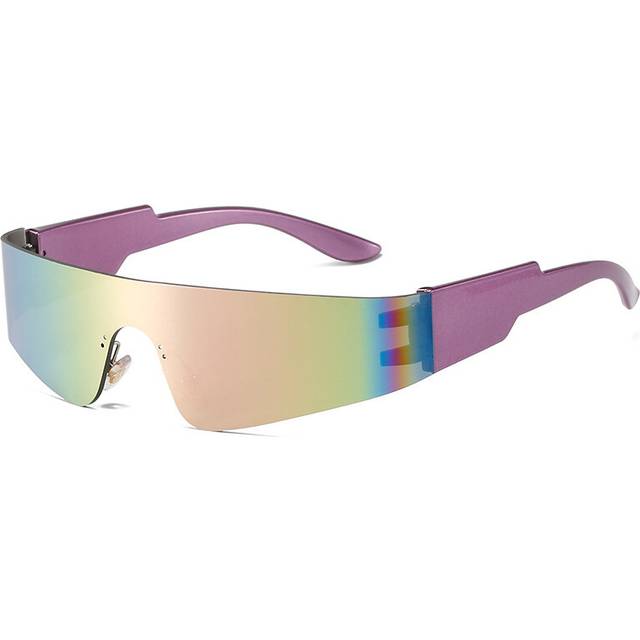 (purple pink, As shows) 2000S Aesthetic Y2K Sunglasses Men One Piece Sports Sun Glasses Women