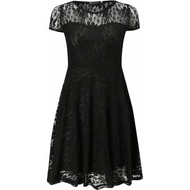 (  5XL (UK 20-22),   Black) Women Lace Mini Dress Ladies Plus Size Summer Evening Party Cocktail Size 8 -22