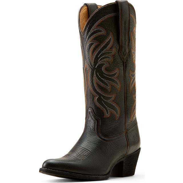 Women's Heritage J Toe Western Boots in Black Deertan, B Medium Width, Size 6.5, by Ariat