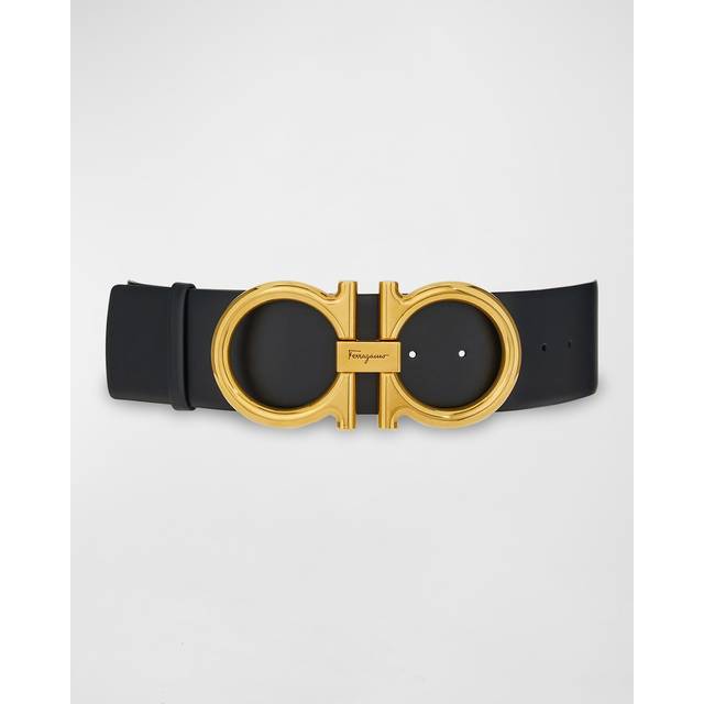 Ferragamo 'Gancini' High Waist Belt - Black   - 85