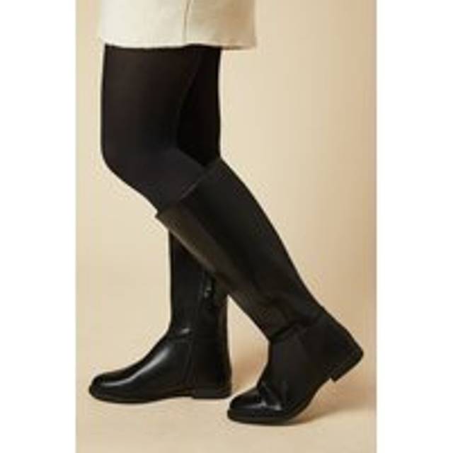 Womens Karla Flat Knee High Boots - Black - 5